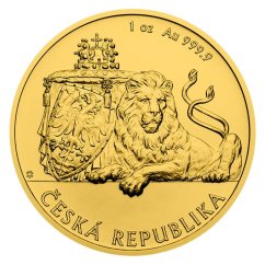 Zlatá uncová investiční mince Český lev 2019 stand